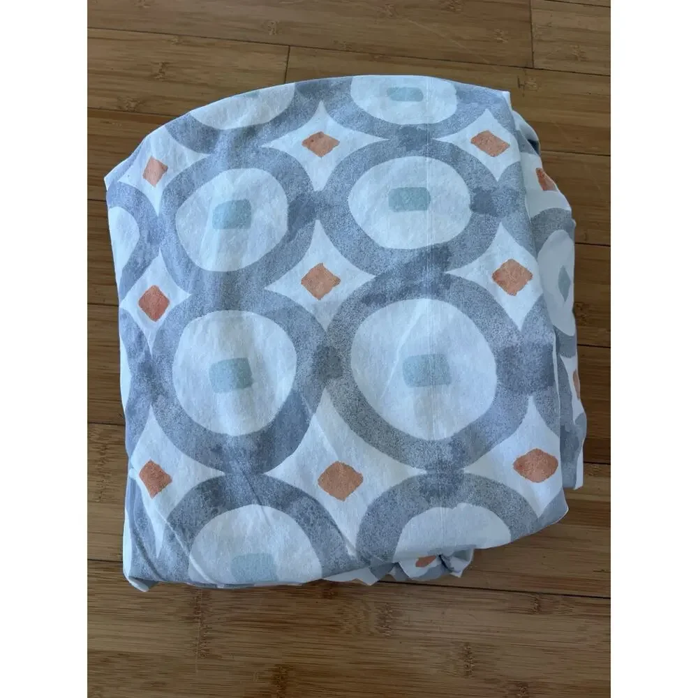 West Elm Green Circle Trellis Full queen duvet cover 100% Cotton